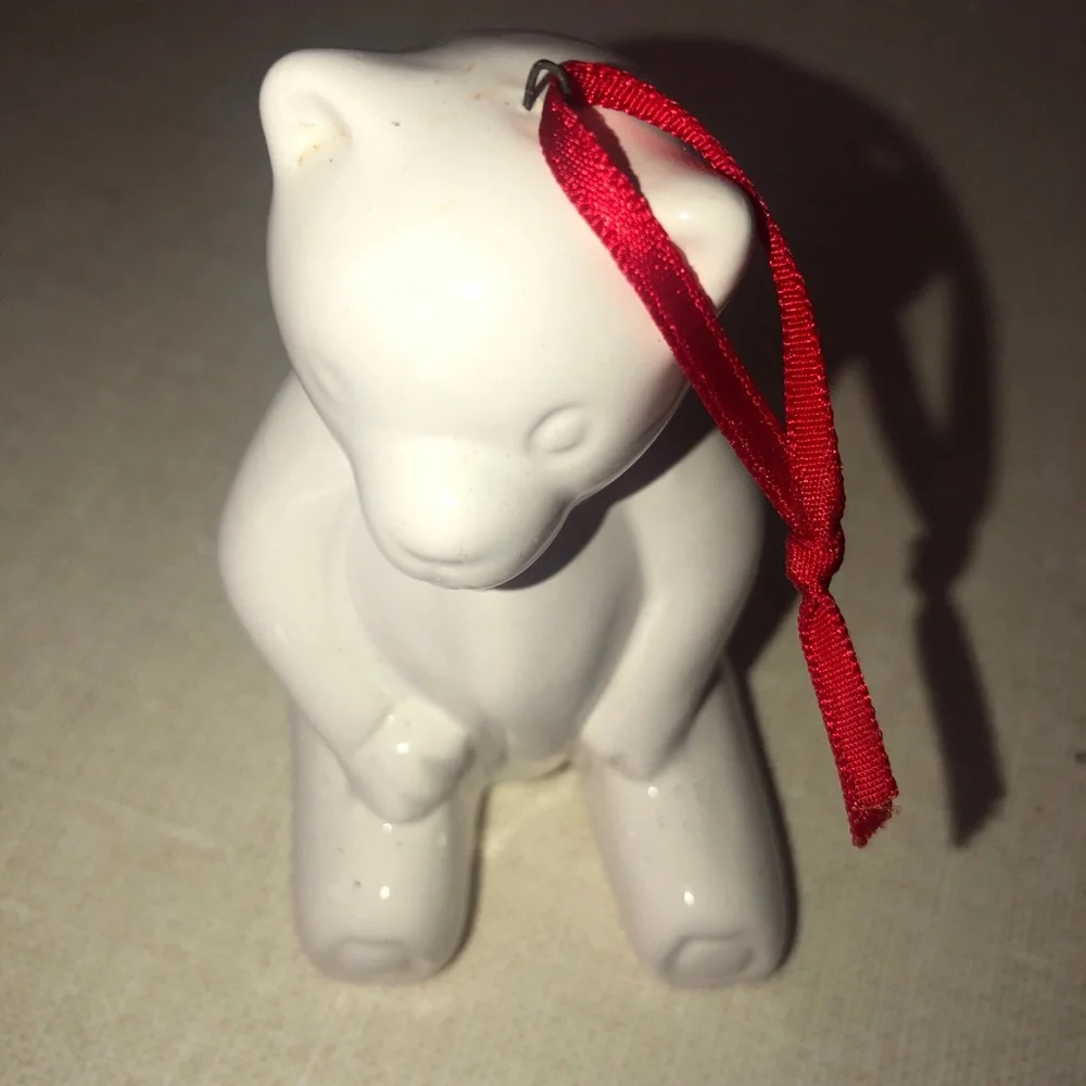 Teddy Bear Ceramic Christmas Tree Ornament‎ White